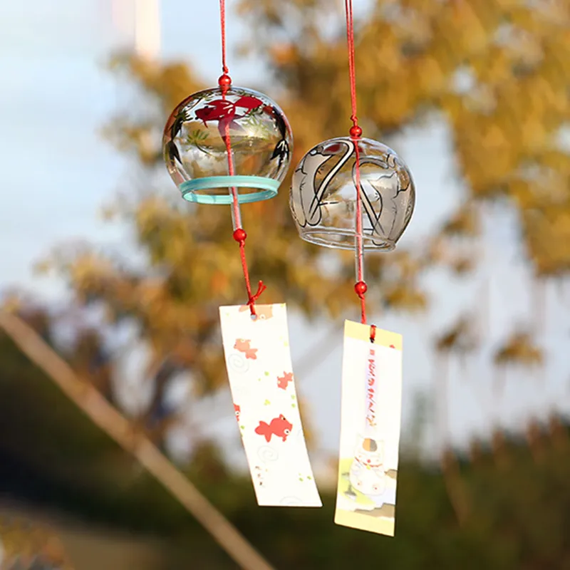 Carillon éolien Japonais En Verre Suspendu - Vert, Longueur Totale 40 Cm - Décoration Extérieure Jardin, Patio, Maison - Fait Main, Borosilicate - 9