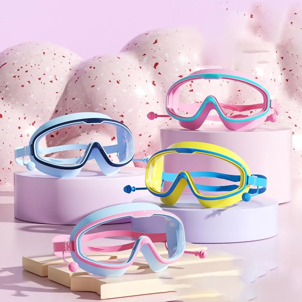 Swim Goggles Big Frame Kids Anti Fog Wide View Swimming Gear For - Main Image