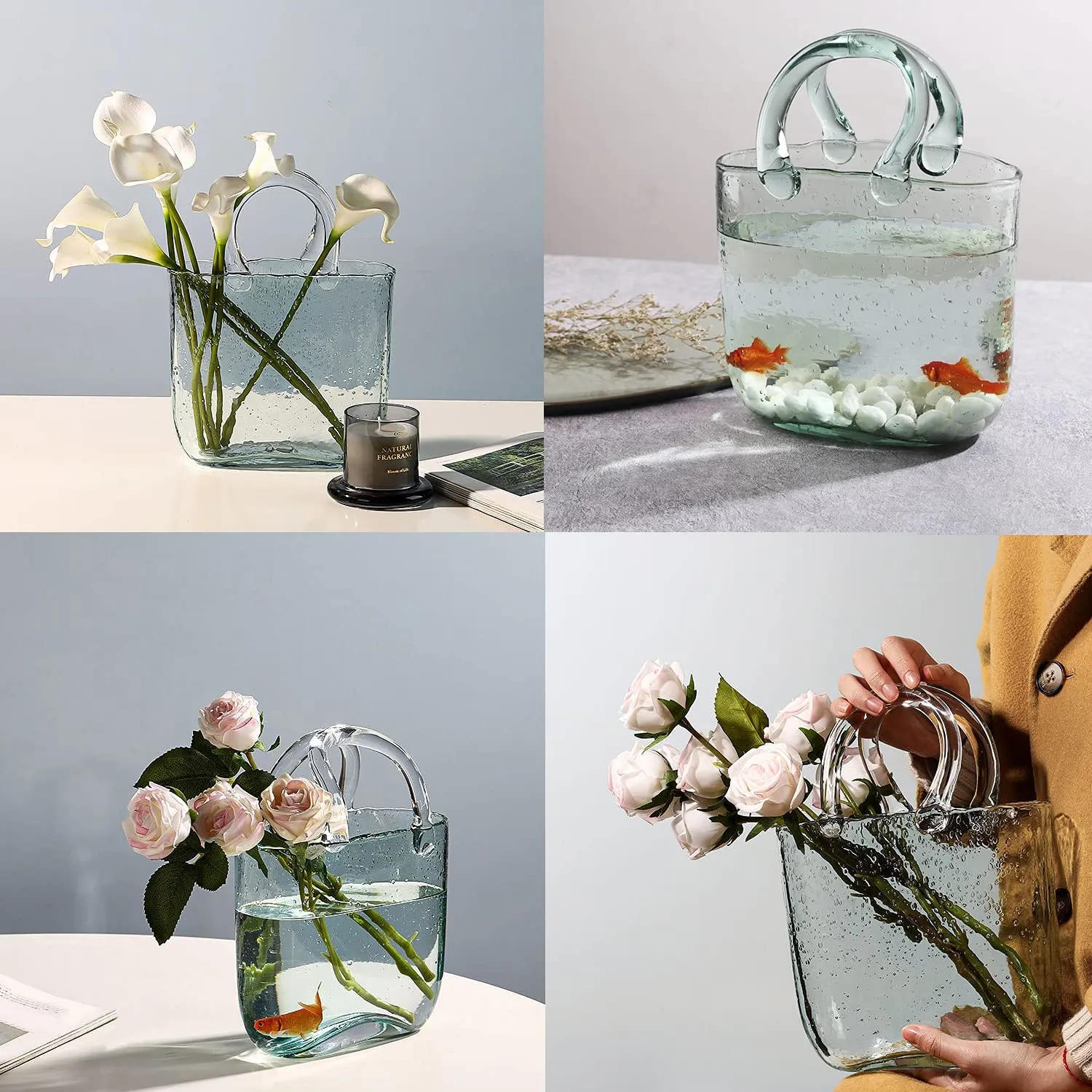 Flower vase large glass slim moon type ②