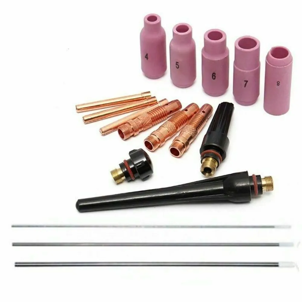 13-Piece TIG Welding Collet Kit - 10N32 Body & 10N24 Collets For WP-17/18/26 Torches (2.4mm/3/32")