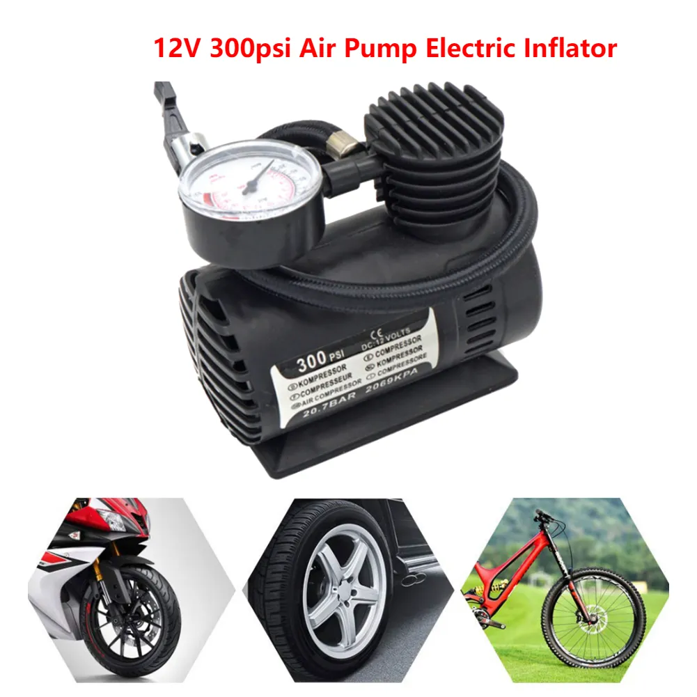 12V 300psi Mini Car Tire Inflator Electric Air Compressor Pump