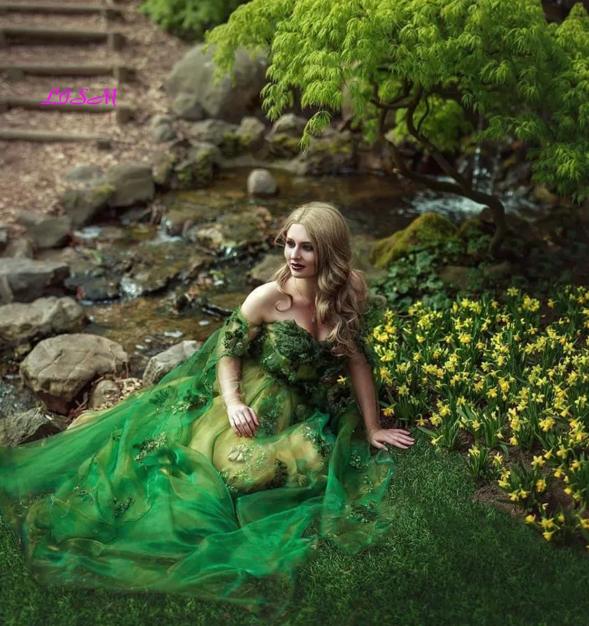 jungle prom dress Jungle Green One Shoulder Mermaid Prom Dress