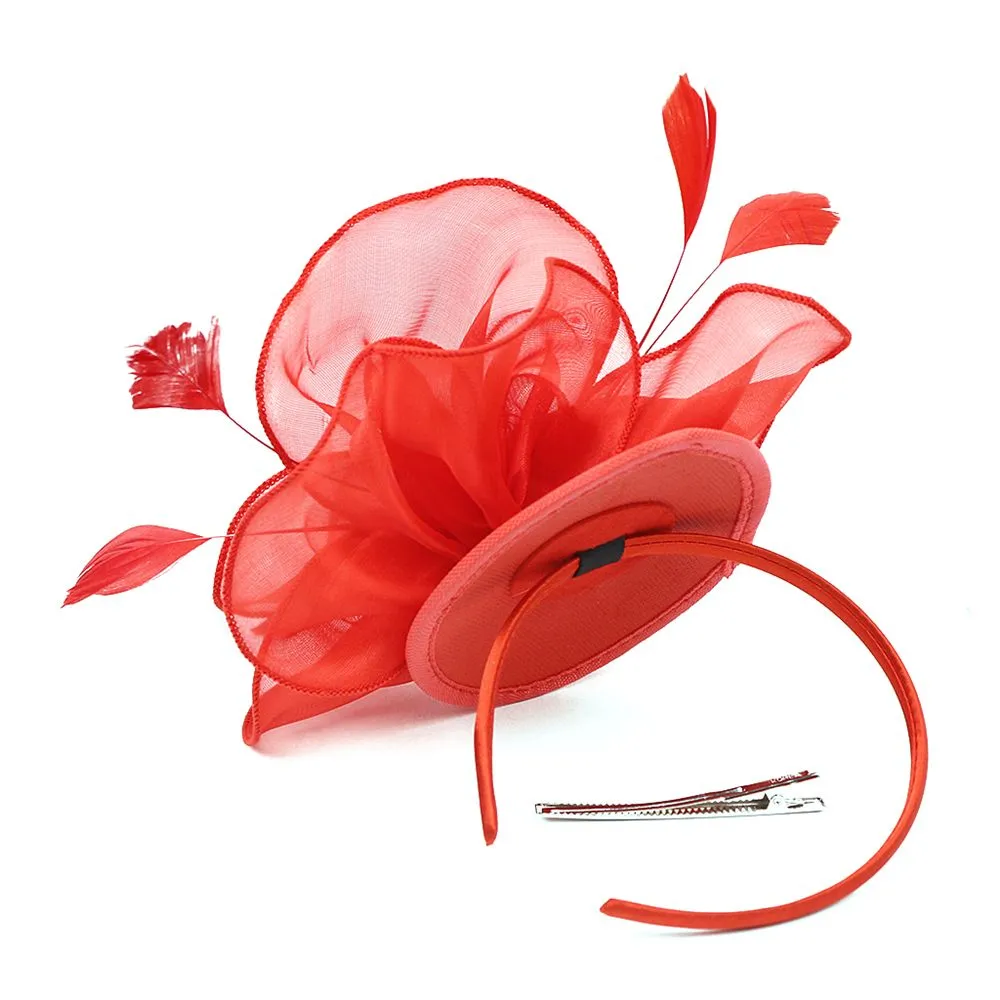 Feather Flower Mesh Headband Fascinator Hats for Wedding  display picture 3