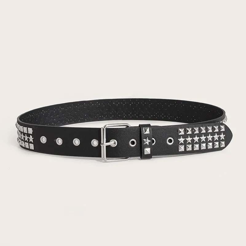 Punk Y2k Pu Star Studded Belt For Women Men Gothic Waist  display picture 3