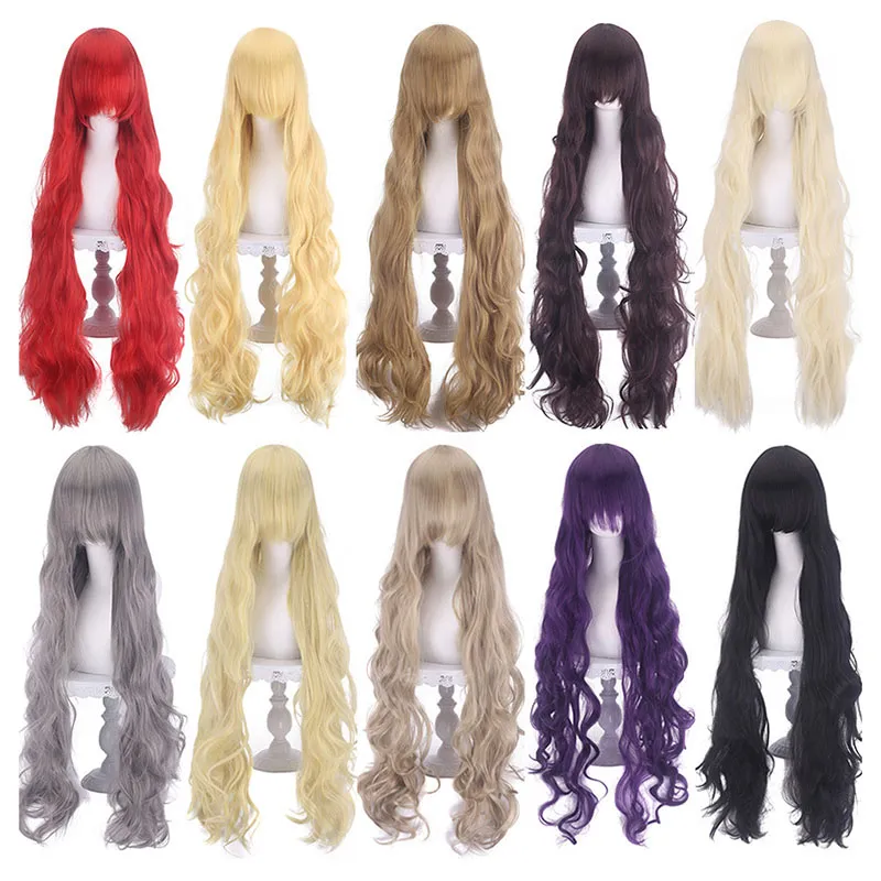 Super Long 100cm Cosplay Wig - Anime Wavy Or Straight Halloween Costume Hair (One Size)