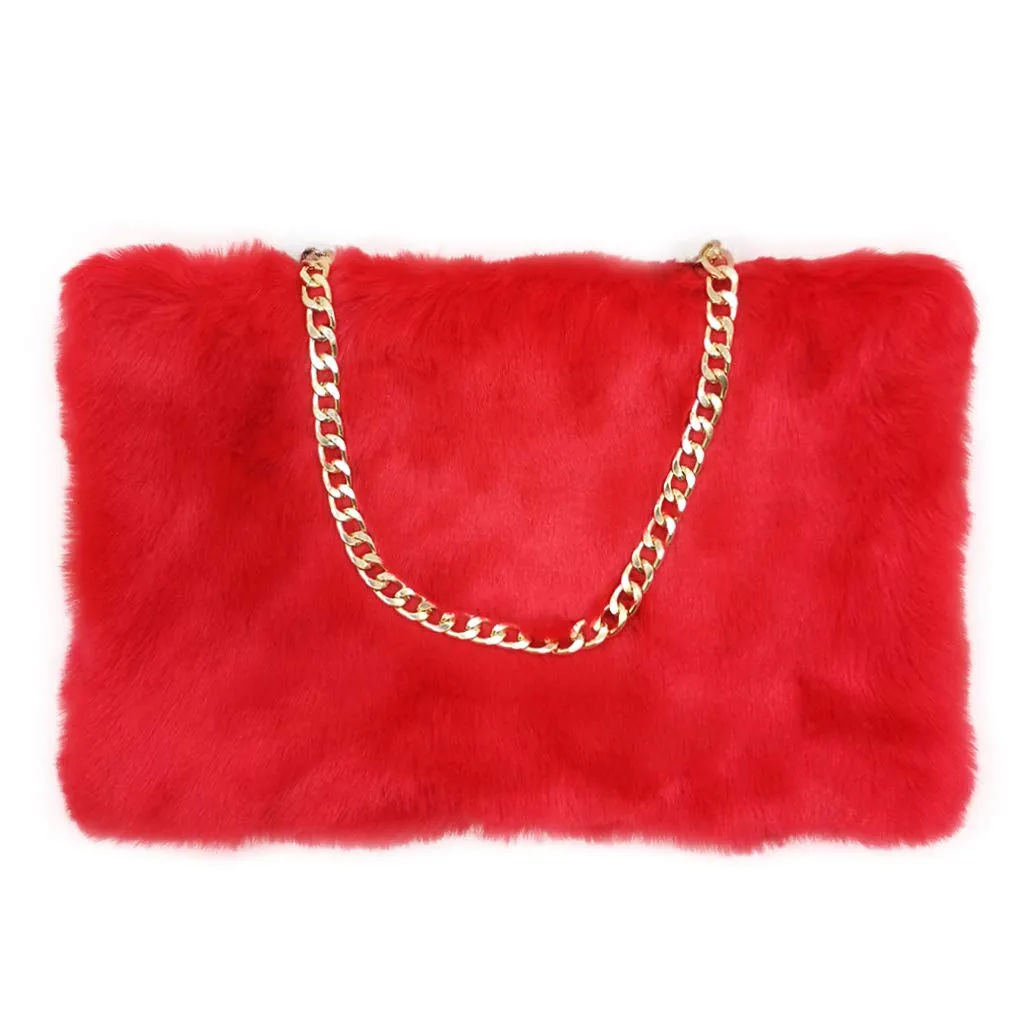 Red fur purse sale