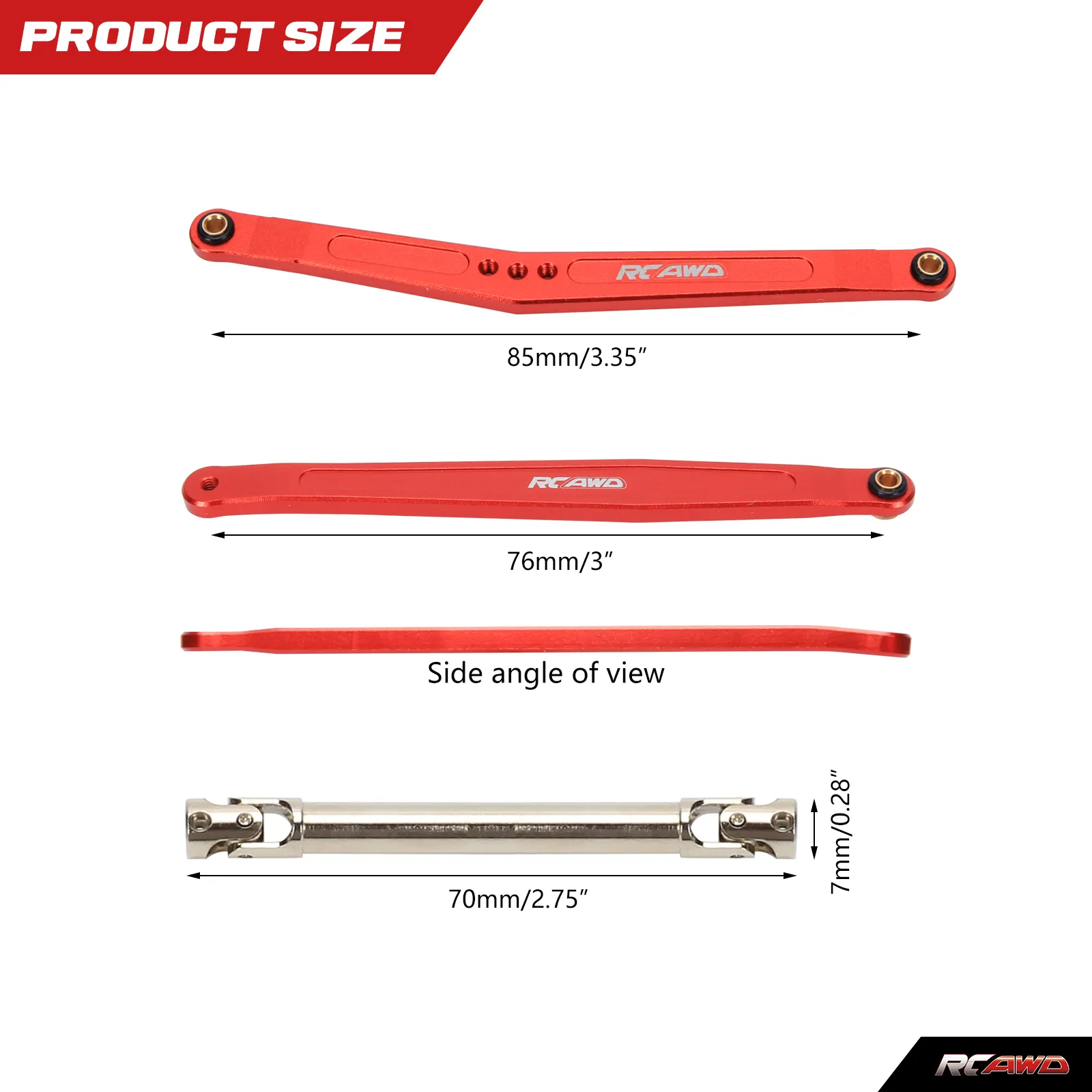 RCAWD Center Drive Shaft U-Joint Spline for FMS EAZYRC ROC Hobby FCX24 1/24 Crawlers Upgrades, Length Adjustable Axle Parts for
