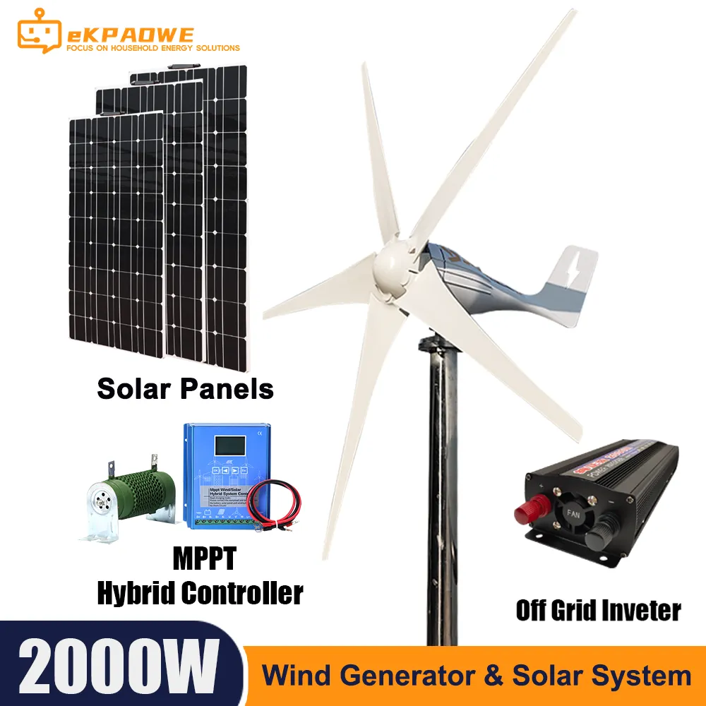 コントローラー 1000W Low Noise wind mill with MPPT Controller, Solar Panels