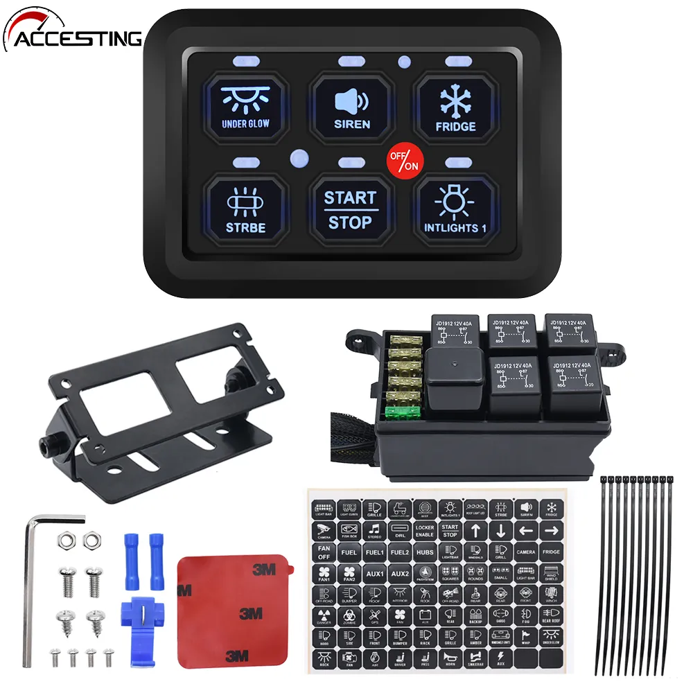 Slim Touch LED 6 Gang panel of switches for Relay...