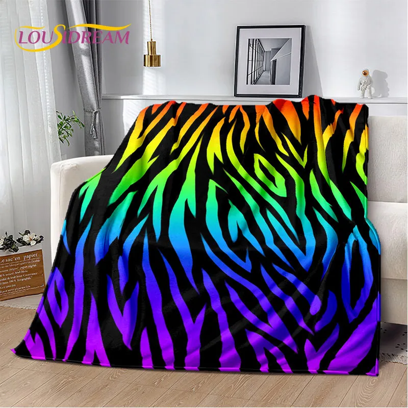 Colorful Zebra Pattern Soft Plush Blanket Flannel Throw for Living Room Bedroom Bed Sofa Picnic Office