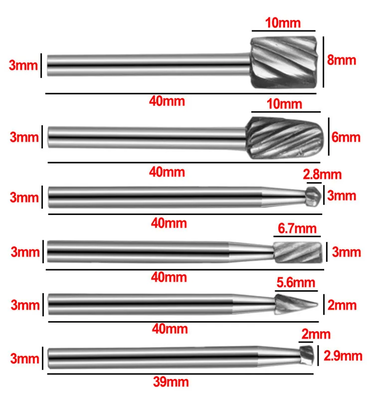 HSS Rotary Multi Tool Burr Set, Routing Router Bit Mill Cutter ...