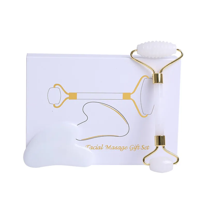 Rodillo De Masaje Yuz De Jade Blanco Raspador Gouache Natural Gua Sha Masajeador Yuz Caja De Rodillo Yi TL270.91 DHgate
