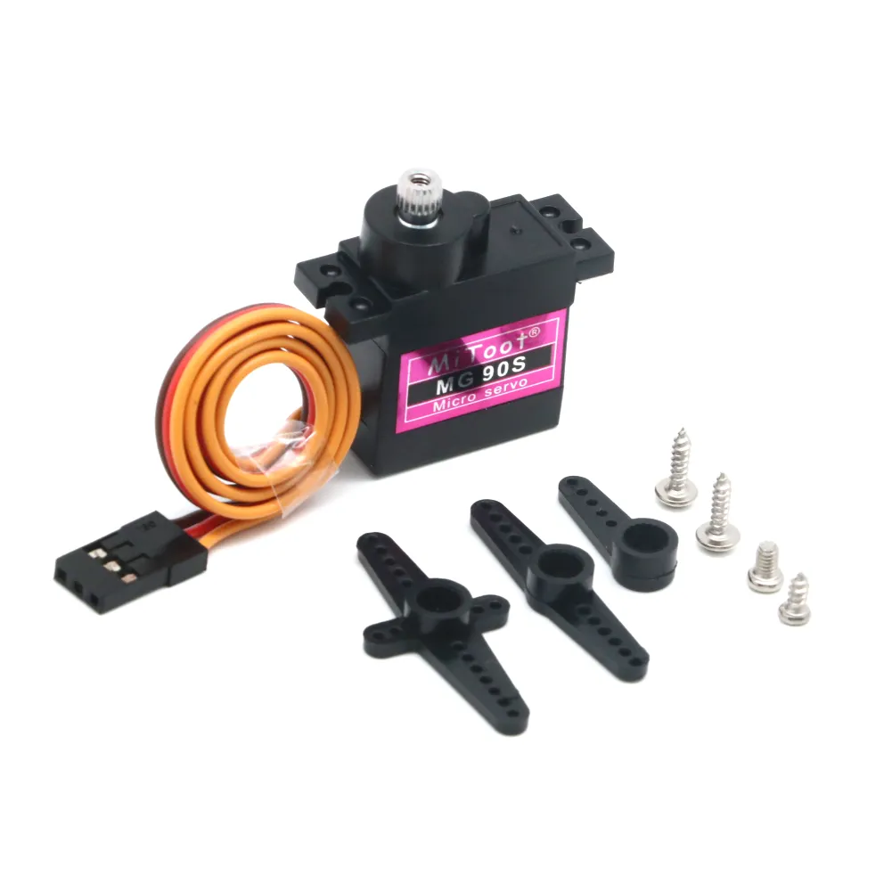 Miuzei Micro Servo Metal Gear 90 9G Rc Motor Direction Pour Arduino Set Helicoptere Bateau Volant Voiture 1 10 1 8 Robot Aile Fixe Helicoptere Diy Modeles Avec Corne Servo 4 Pieces