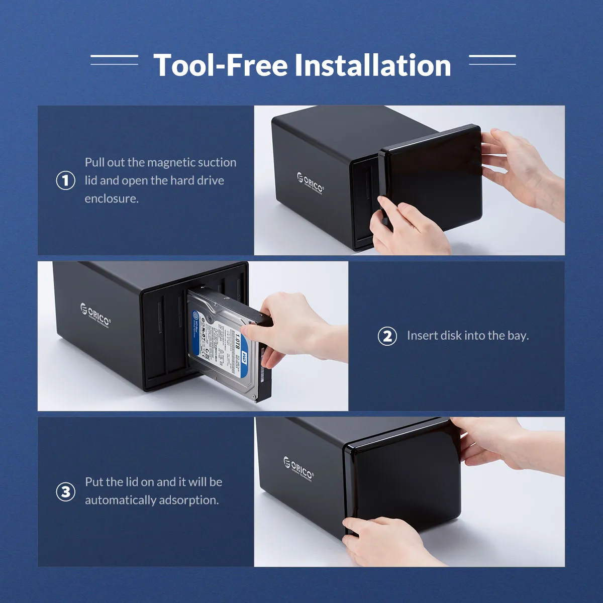 ORICO 3.5'' Type-C external hard disk box SATA3.case hard disk storage cabinet Aluminum 5Gbps 80TB HDD Enclosure Pc cabinet