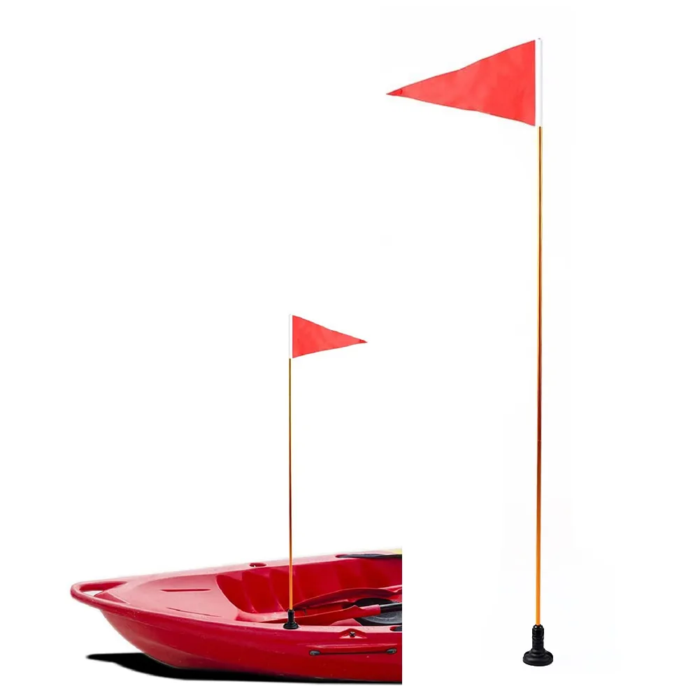 Mât Drapeau Sécurité Kayak Pliable - Kit Visibilité Haute Avec Base Et Drapeau Rouge