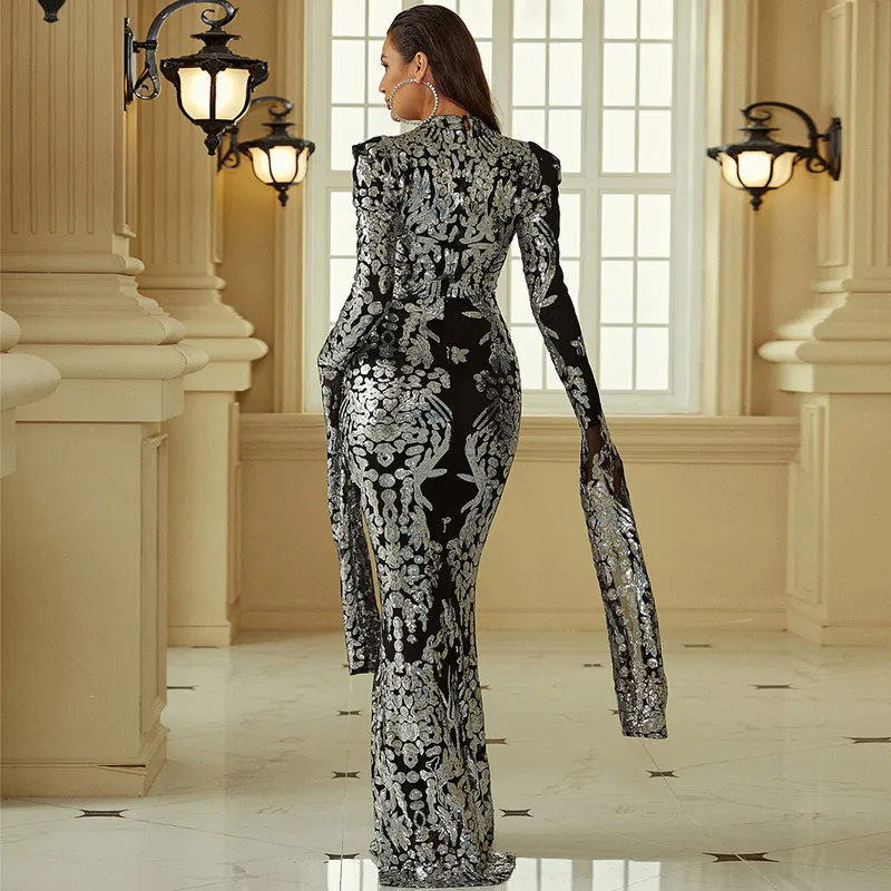 Sexy Black Sequin Turtleneck Dress Long Sleeve... From Ddmyearth, $193.25 |  DHgate.Com