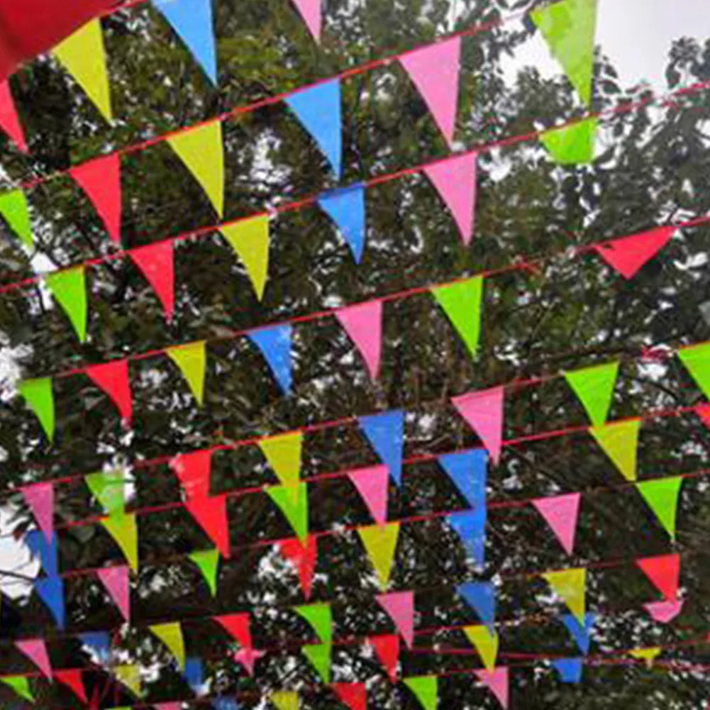 Vibrant Triangle Flag Bunting - 50/80/100M Colorful Pennant Banner for ...