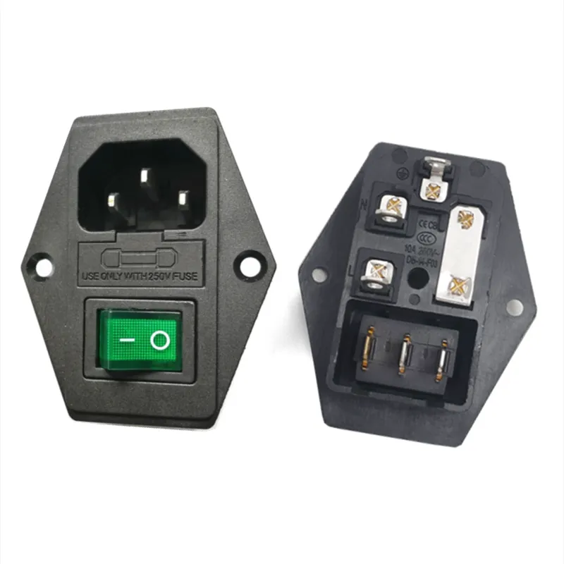 IEC320 C14 Inlet Socket Green Rocker Switch With IEC320 C14 Power ...