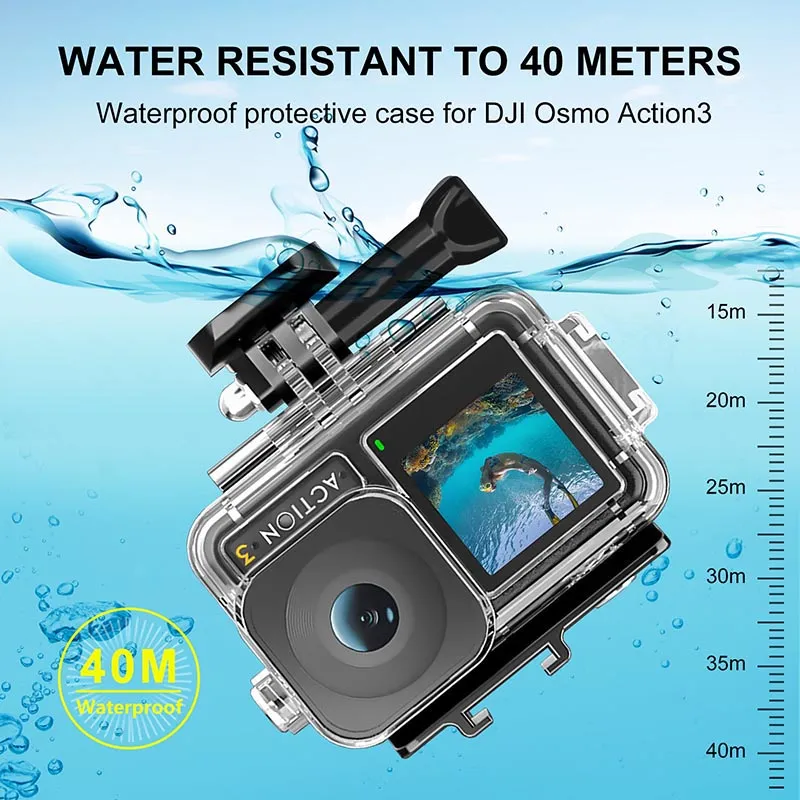 Waterproof 40m Case With Protective Shell Lens And Diving Filter 