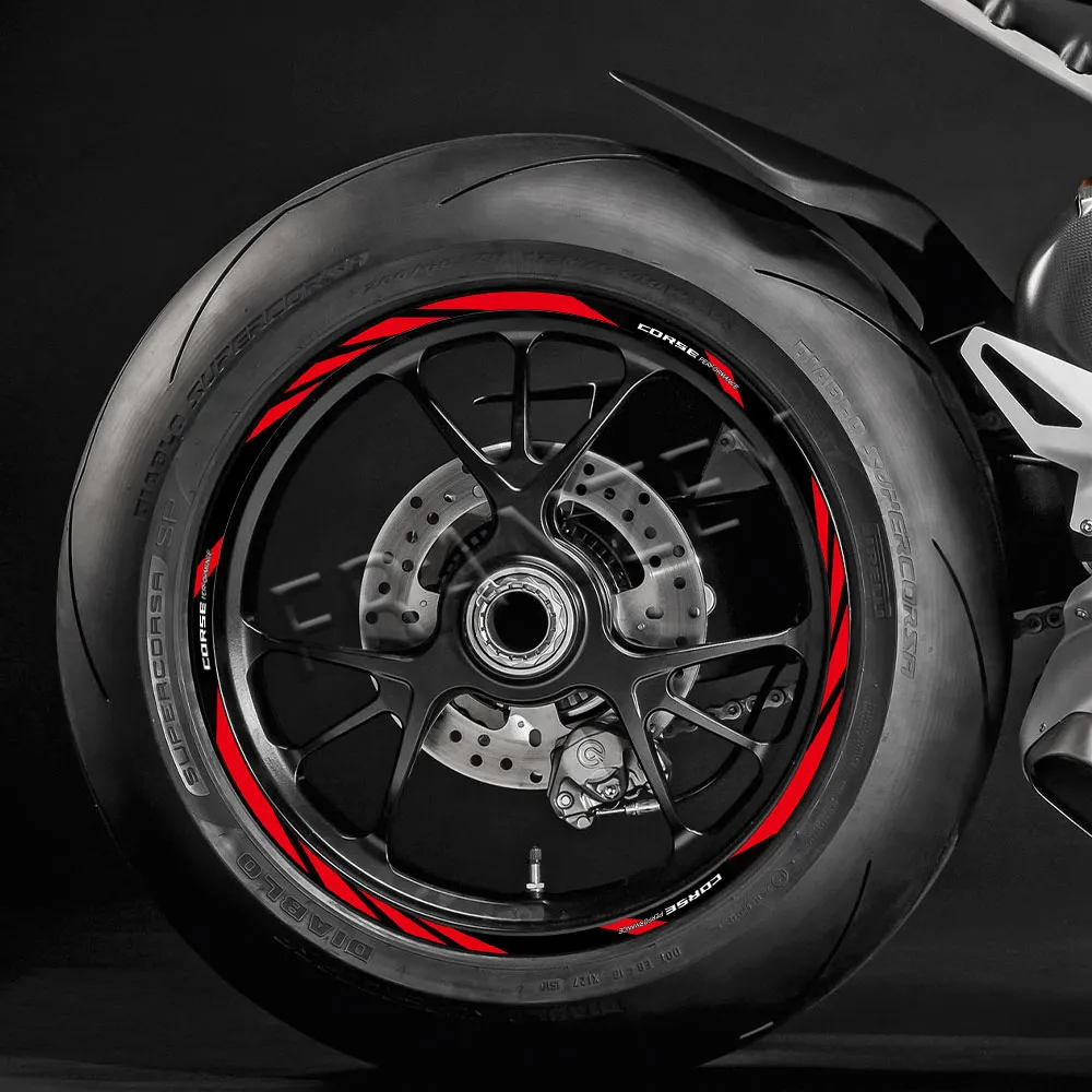 Reflective Wheel Rim Stripes For BMW S1000RR - Red/Blue/White, Fits 17" OEM Wheels, 3M Scotchlite Film