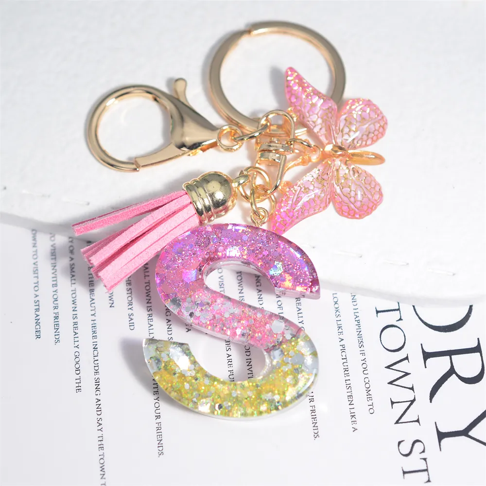 Fashion Alphabet Initial Letter Keychain - Resin & Alloy Key Ring Charm For Purse, Handbags, Backpacks (Personalized Style) - View #12