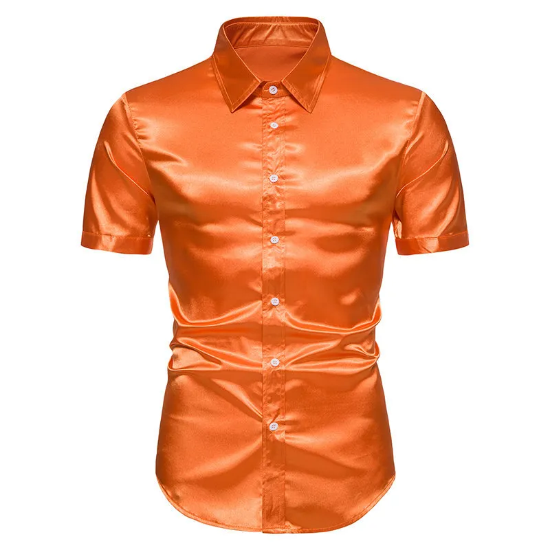 Summer Gold Silk Satin Tuxedo Shirt Men Short Sleeve... From Ddmyearth,  $206.74 | DHgate.Com