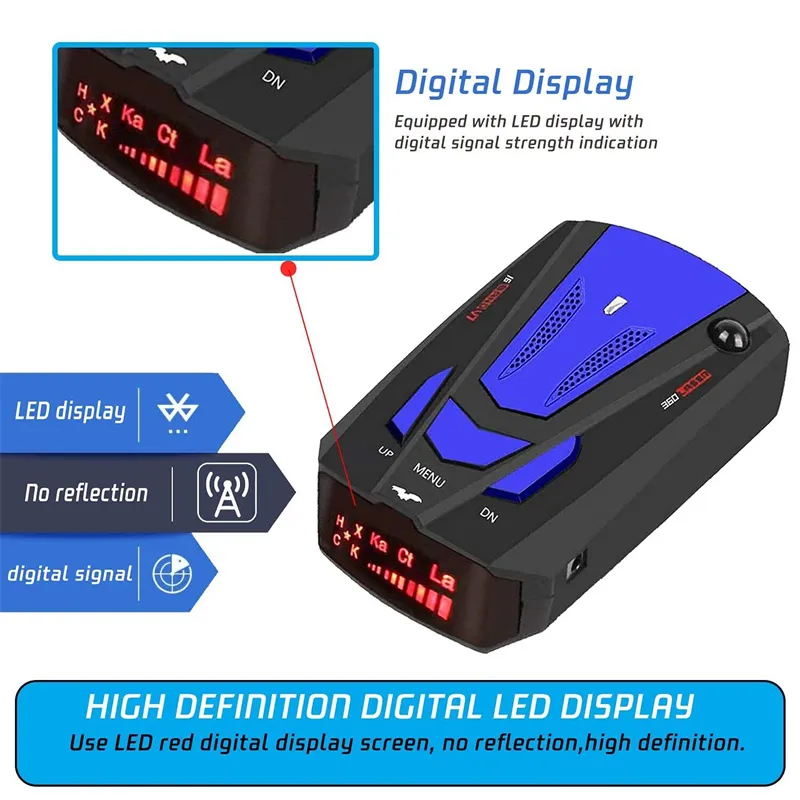 Détecteur De Radar GPS Pour Voiture - 360° - Alerte Vocale - Affichage LED - Port USB