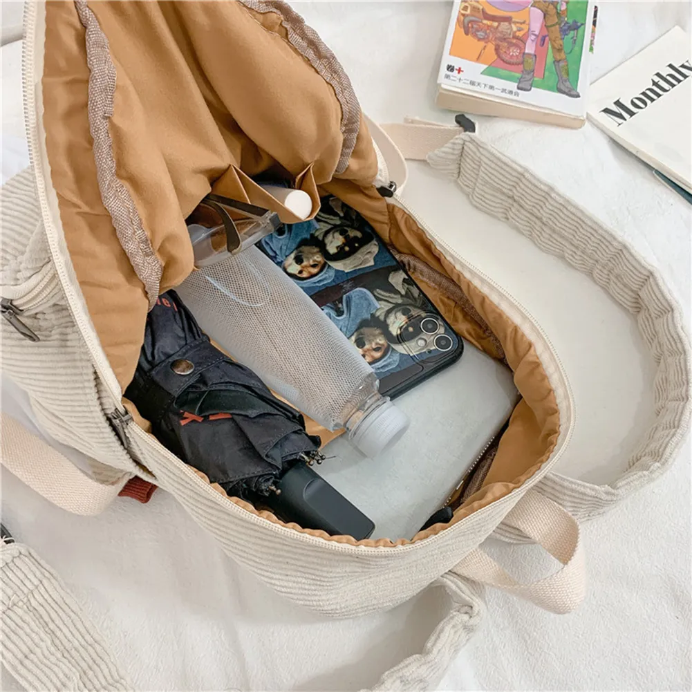bdg mini cord beige backpack LEDAOU Set Fashion Bookbags with Purse Wallet Cute Backpack Set for Women Teens School Travel Bag (2pcs+wallet, Beige) Exclusively available at Urban Outfitters BDG Classic Mini Corduroy Backpack
