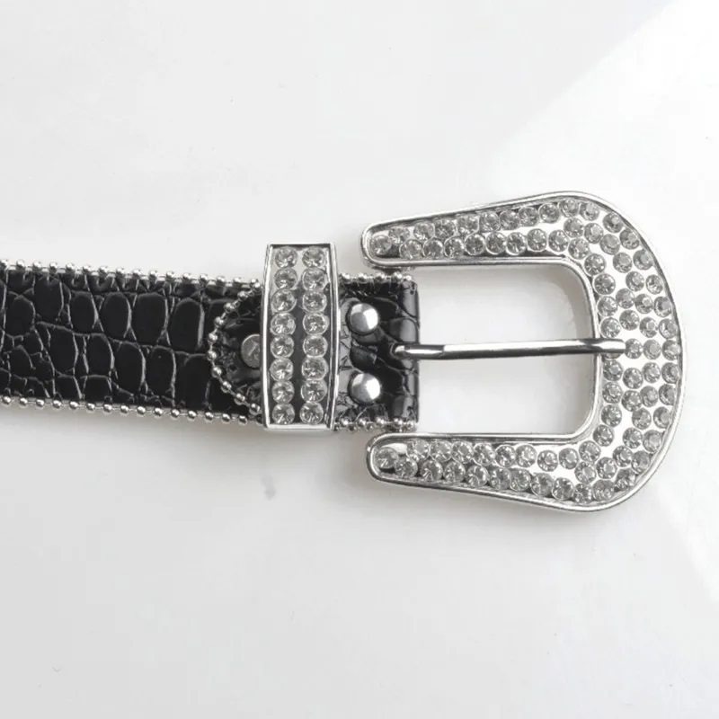 Faux Leather Rhinestone Waist Belt with 3.8cm Buckle Width  display picture 2