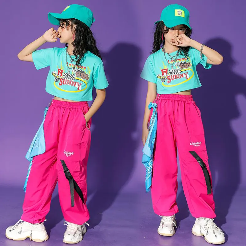 DHgate.com:Vibrant Pink Crop Top and Cargo Pant Hip Hop