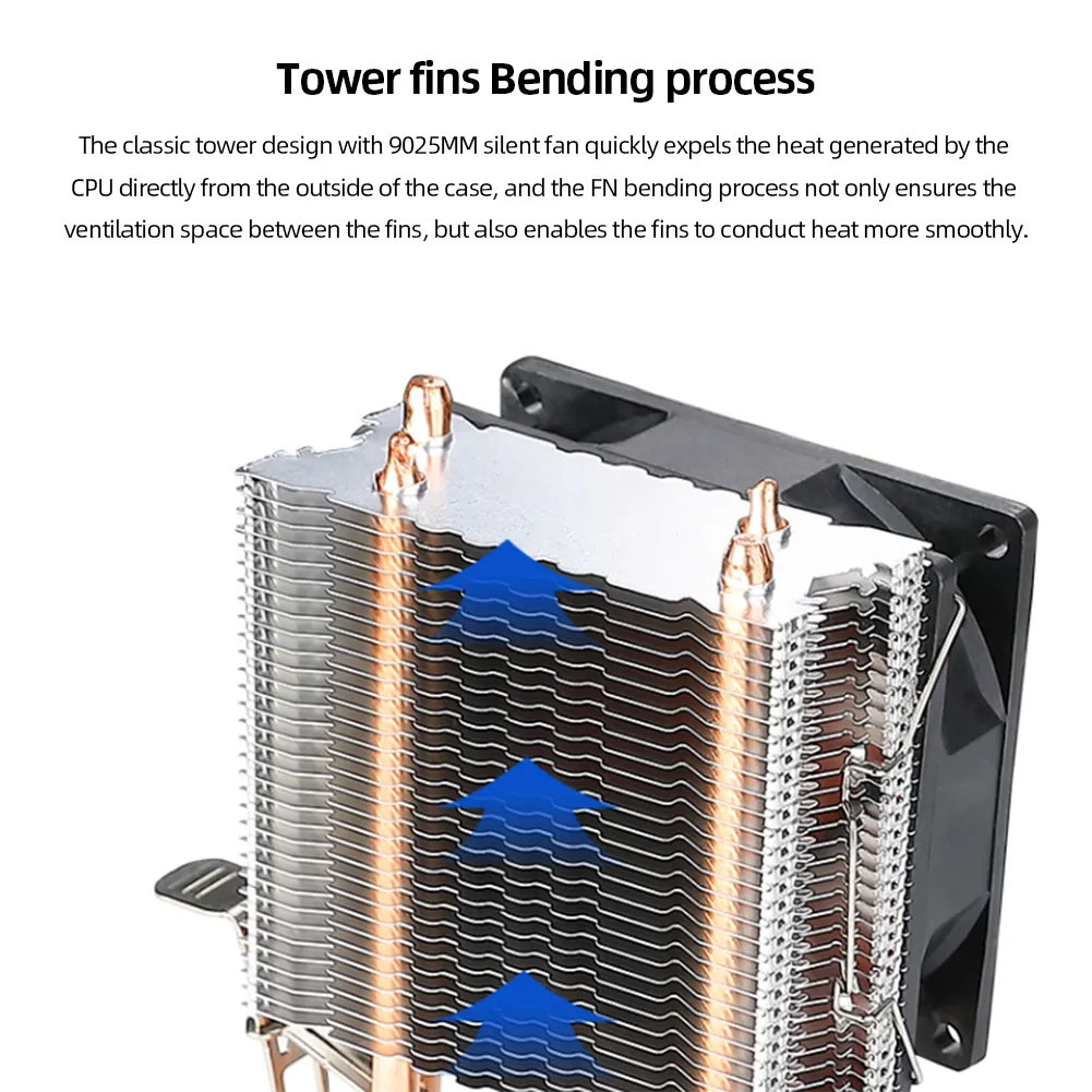 9cm CPU Cooling Fan, RGB Tower CPU Cooler with Mute Hydraulic Bearing ...