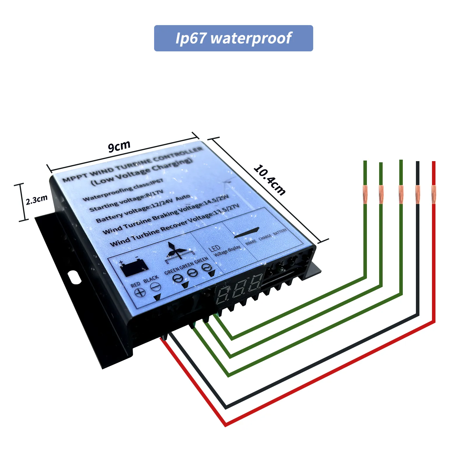 MPPT Windenergiecontroller 800W - Stofdicht Waterdicht IP67 - 12V/24V Auto - Veilig En Eenvoudig