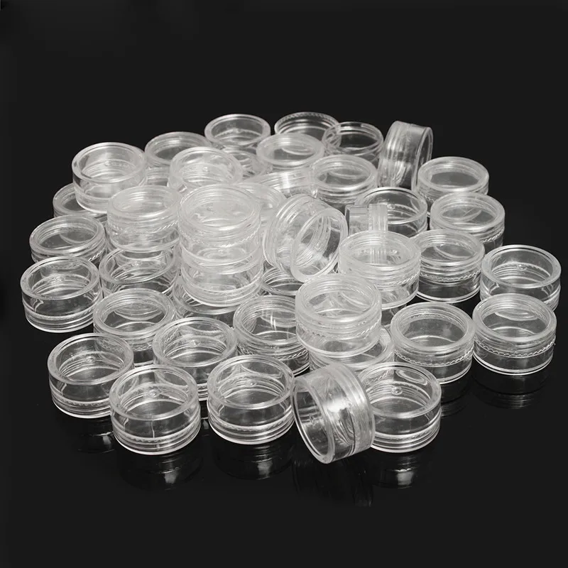 50 Pack Clear Plastic Round Storage Boxes for Beads, Nail Art, Makeup ...