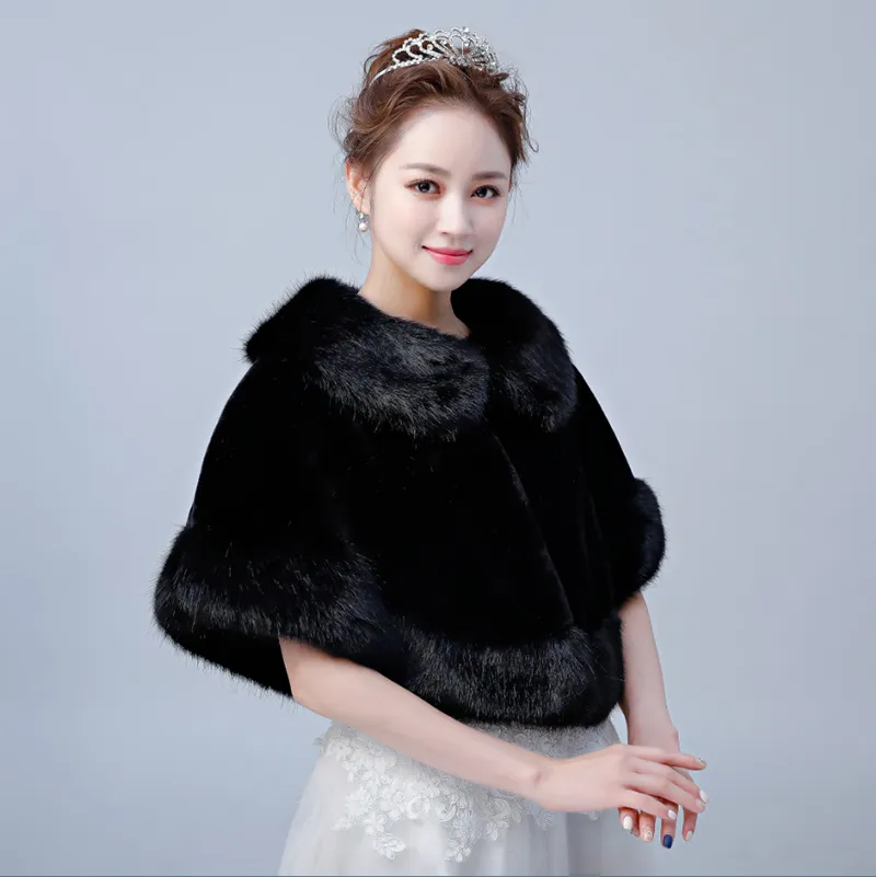 Women Faux Fox Fur Bridal Wrap Shawl Winter Wedding Jacket Black Polyester  from Dhgate Other Accessories - price 71.71