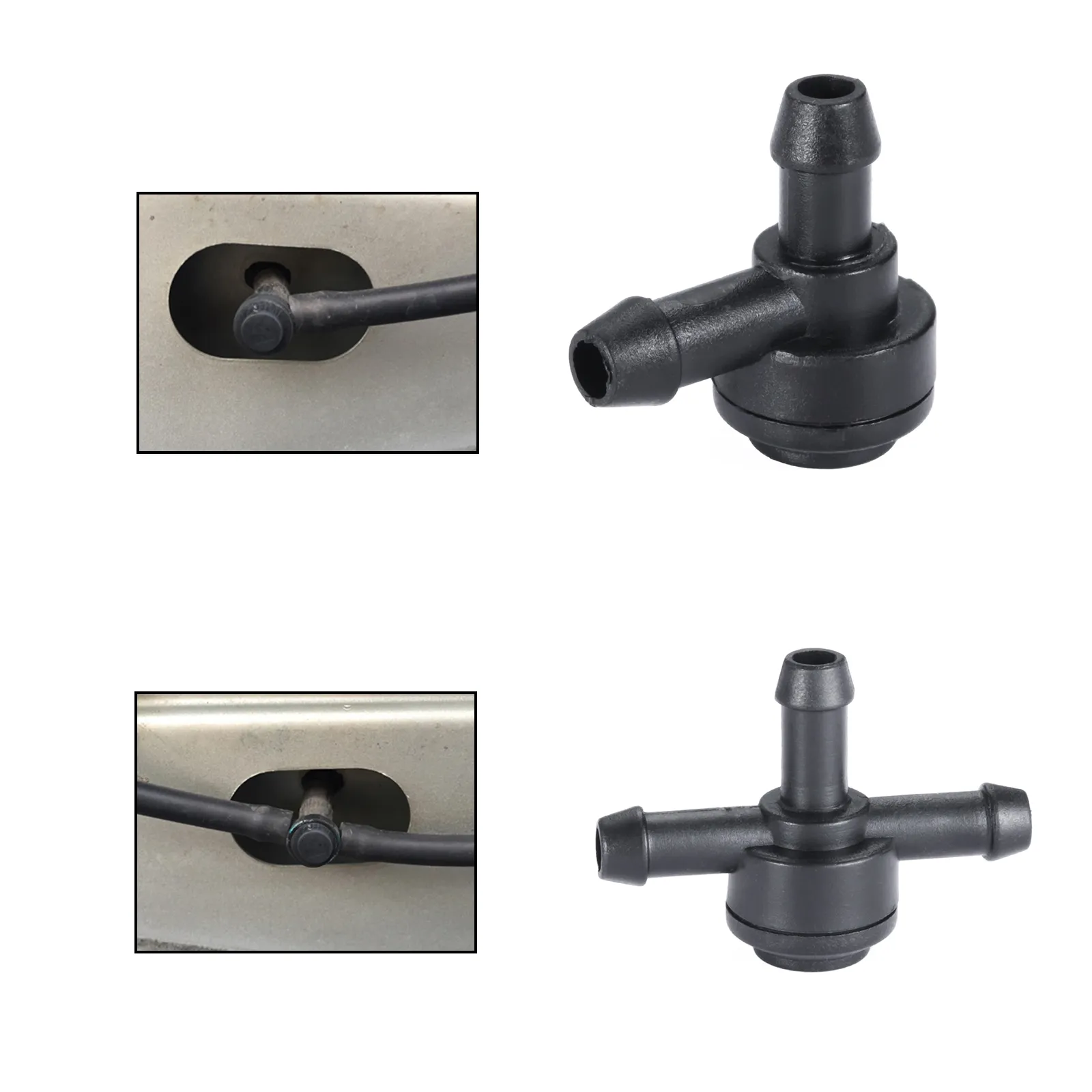 HOPESPANNER Windshield Washer Nozzle For Volvo - Black Plastic, Front Spray Jet With Y Connector - View #3