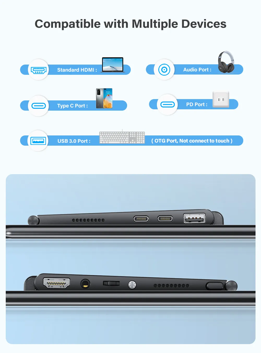 UPERFECT y Portable Monitor With FHD 1080P Touch Screen Second Display For Laptop PC XBOX PS4 Switch Samgsung DEX HUAWEI USB 3.1