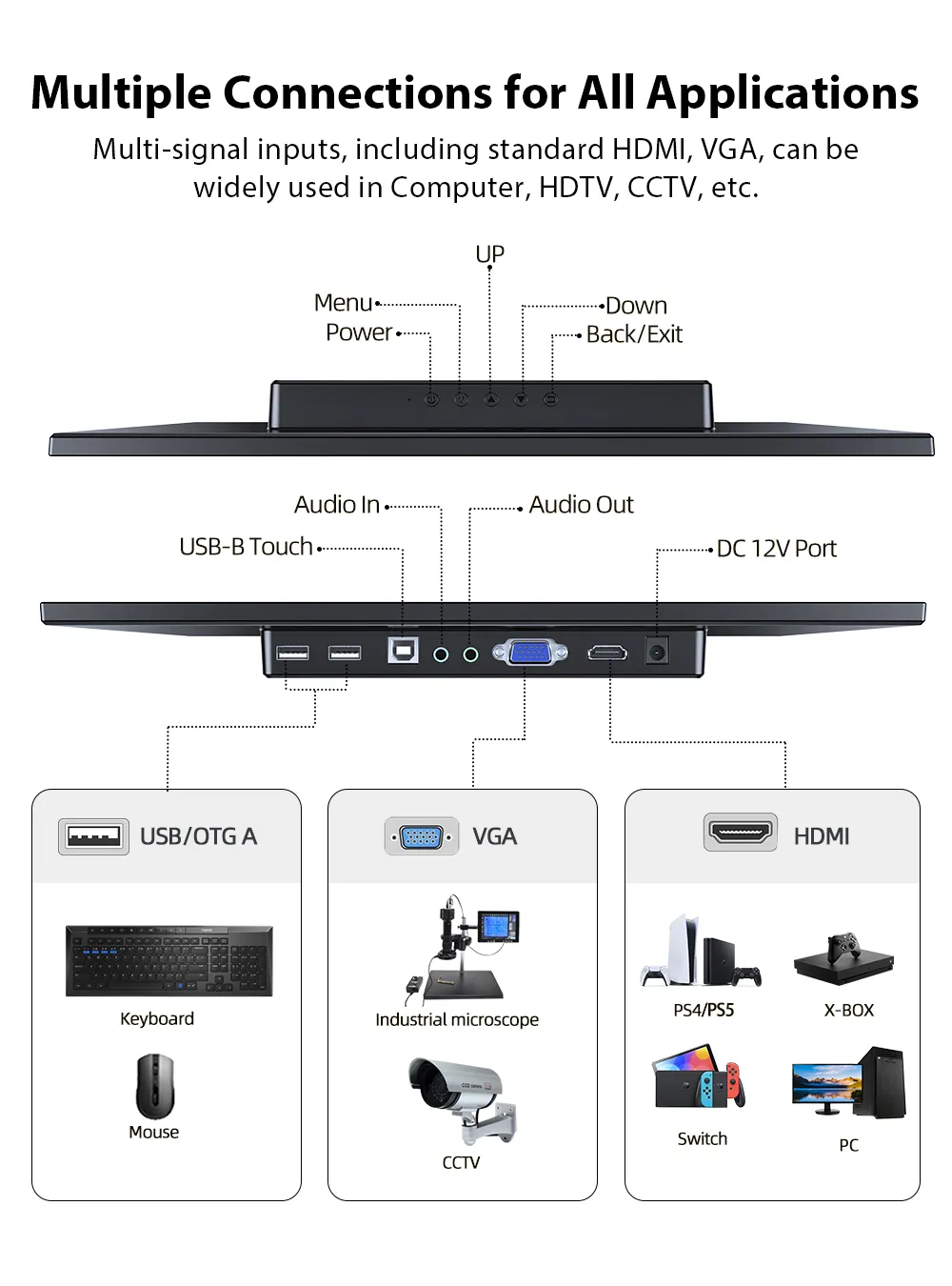 UPERFECT 14.0 Inch Touch Screen Portable Monitor USB VGA OTG HDMI Second Display For Computer Laptop PC MAC PS4 PS5 Raspberry Pi