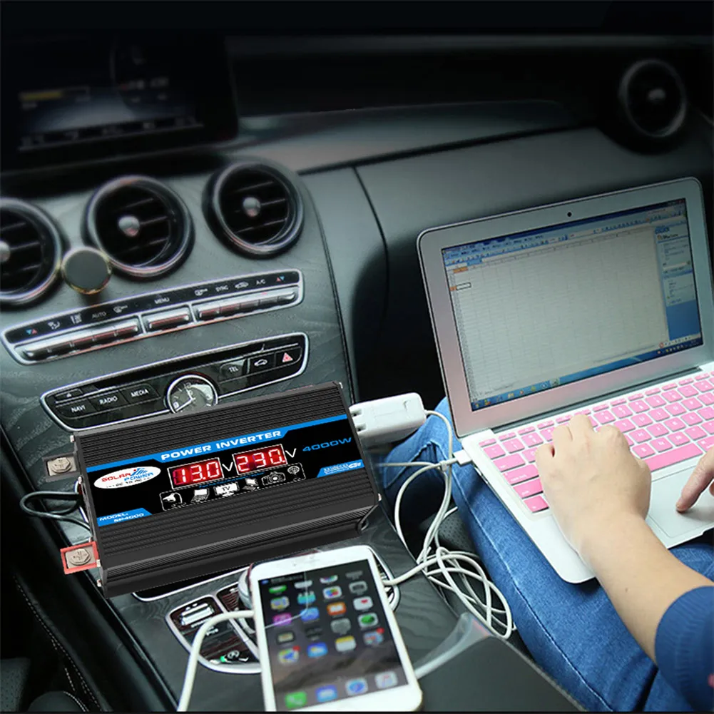 300/4000W Full Sinus Inverter Car Voltage Converter 12V DC to AC 110/220V Car Power Inverter LCD Display Inverter Pure Sine Wave