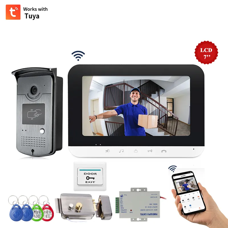 thumbnail image 2 of 2-Wire Video Intercom System With 1080P Camera & 7" Touch Screen - WiFi Smart Door Phone With Motion Detection & Remote Unlock 2 of 9