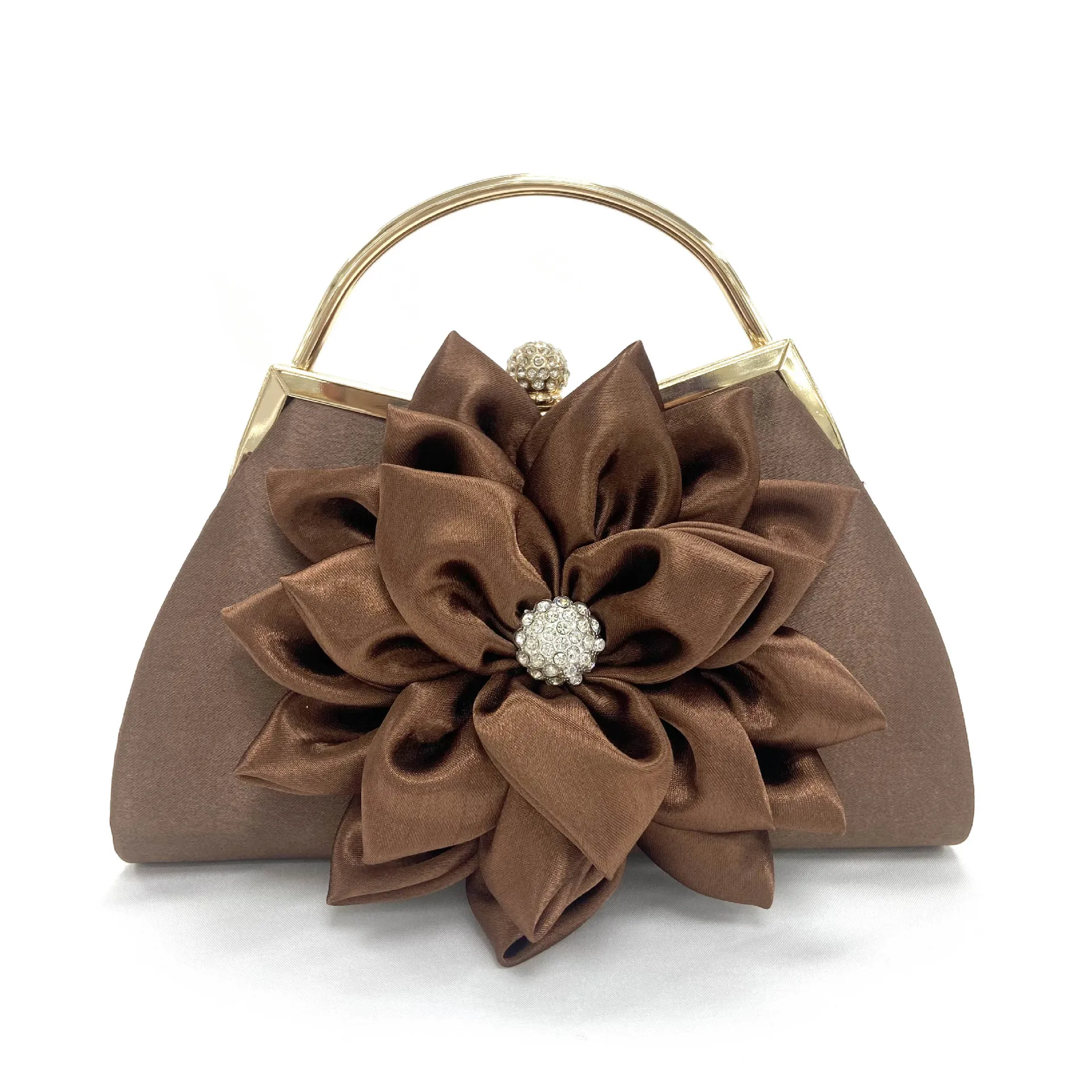 Satin Flower Clutches Bag Soft Silk Evening Handbag with  display picture 3