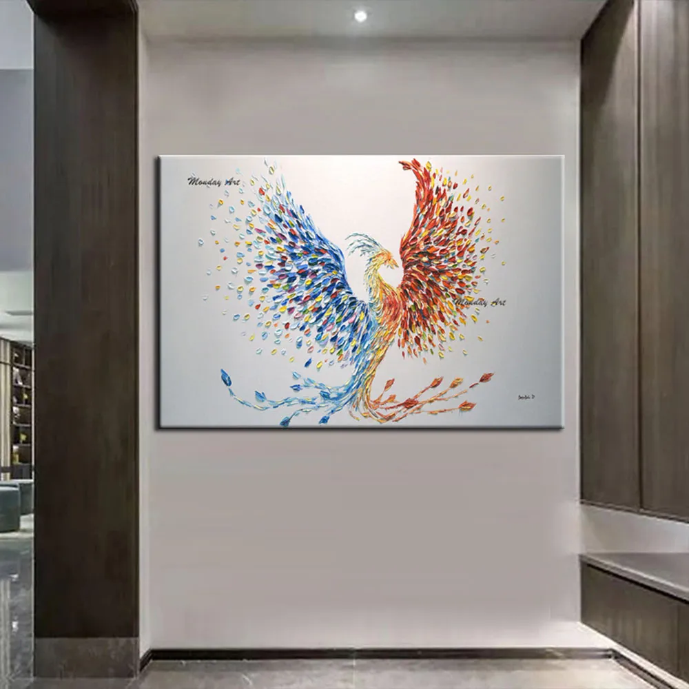 油絵  絵画 【フェニックス】 フェニックスの絵画：キャンバスに油彩を描いたインパスト画