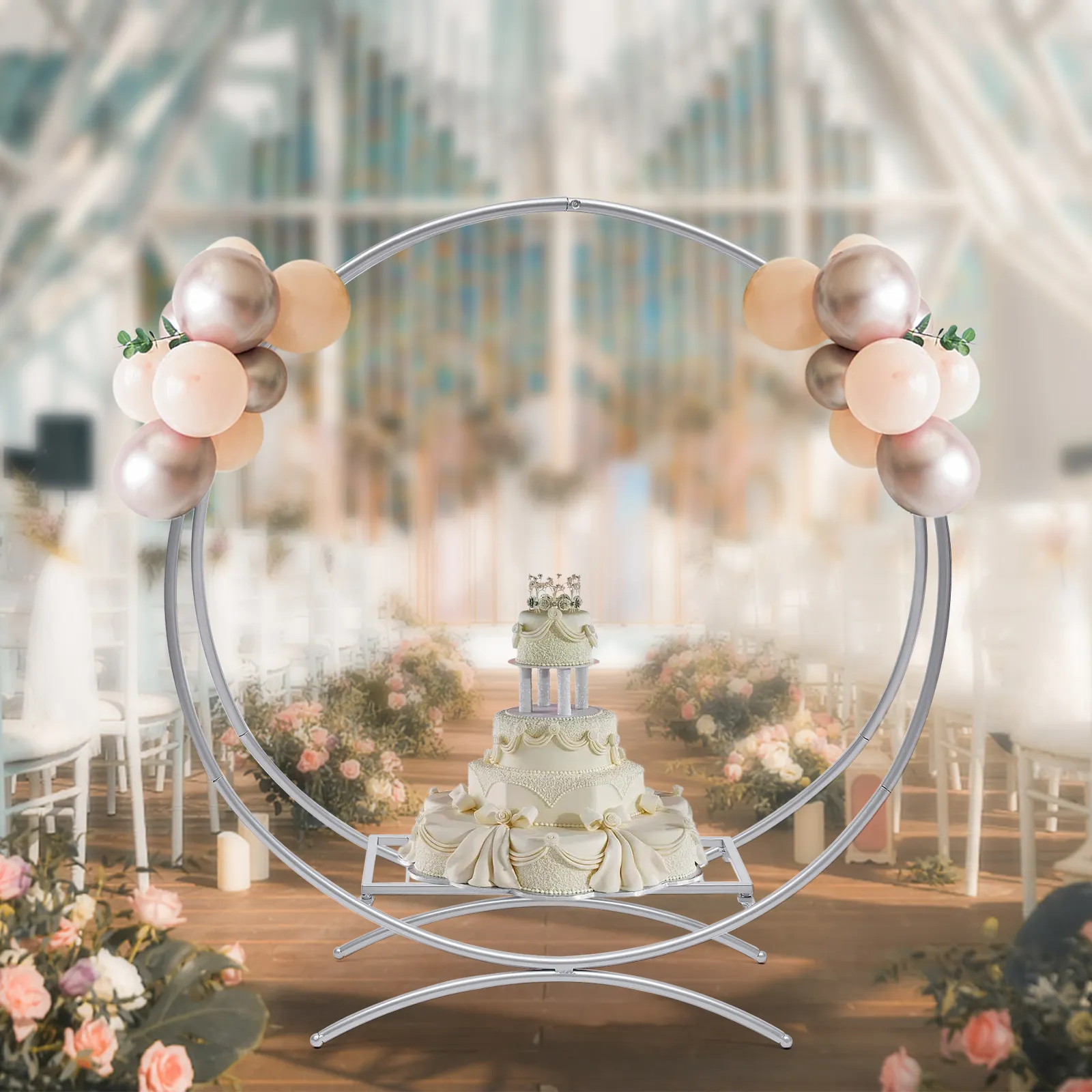 Round Metal Wedding Arch Floral Hoop Display Rack for Party Prom ...