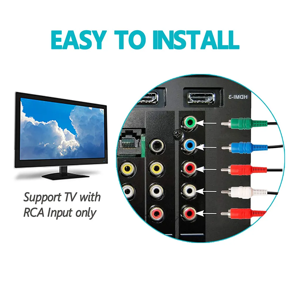Cable de audio y vídeo Av Rca de 2 metros para Xbox 360 TV Led Lcd Tube