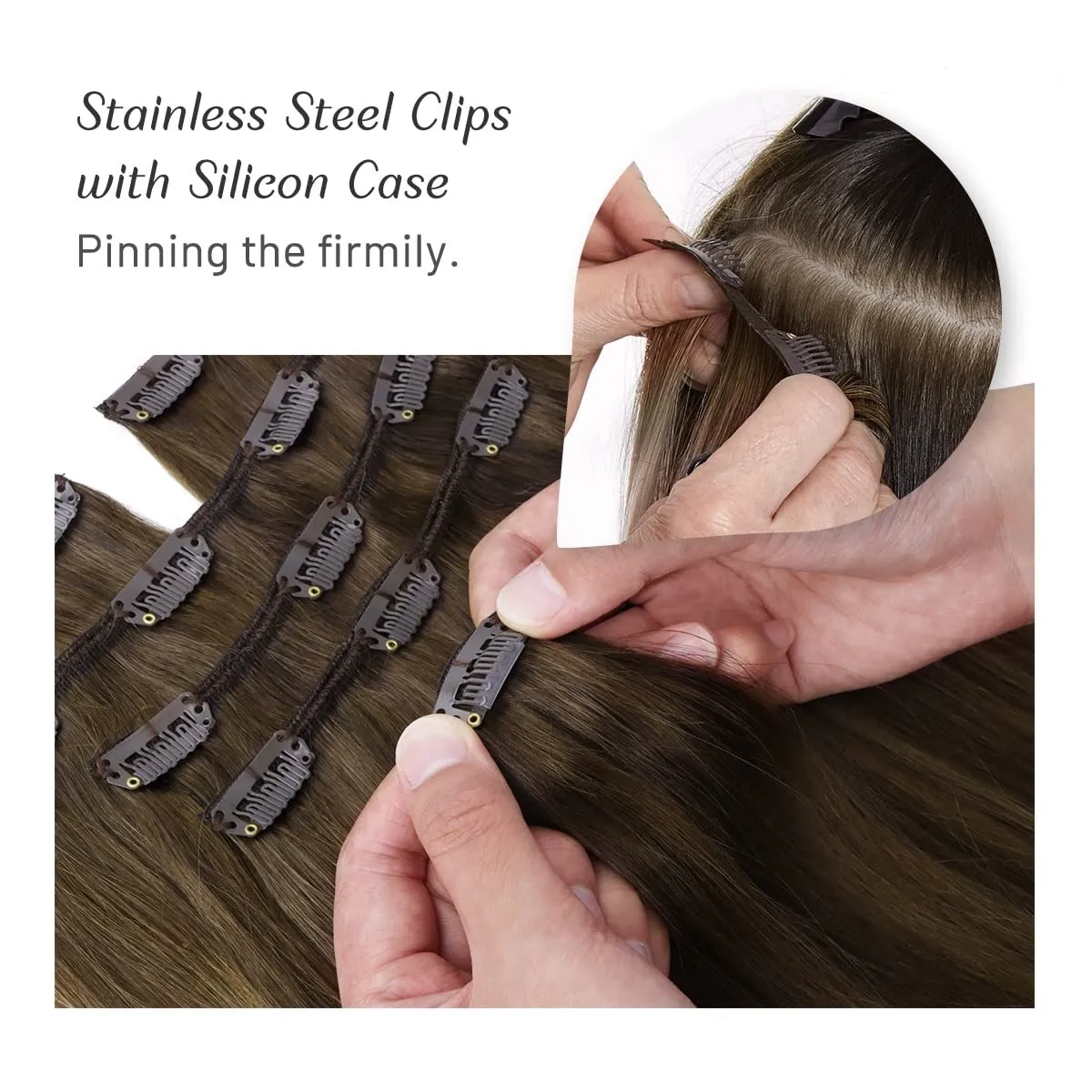 Remy Straight Hair Clip In Human Hair Extensions Full Head 