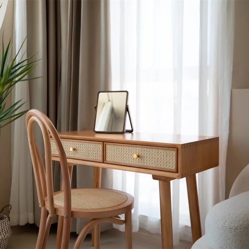 Nordic solid wood desk ins simple modern computer desk small apartment study table Japanese desk furniture customization