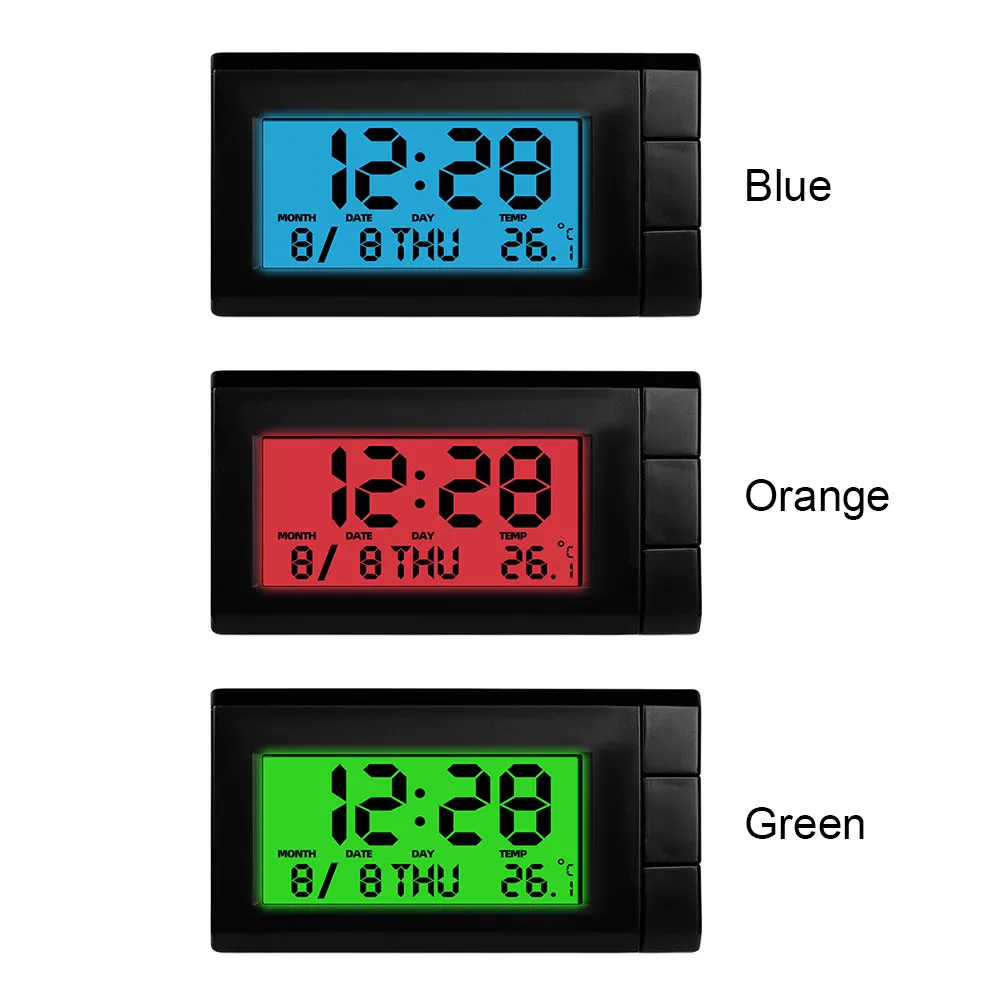 Temperature Car Led Watch Car Clock Temperature Gauge Luminous