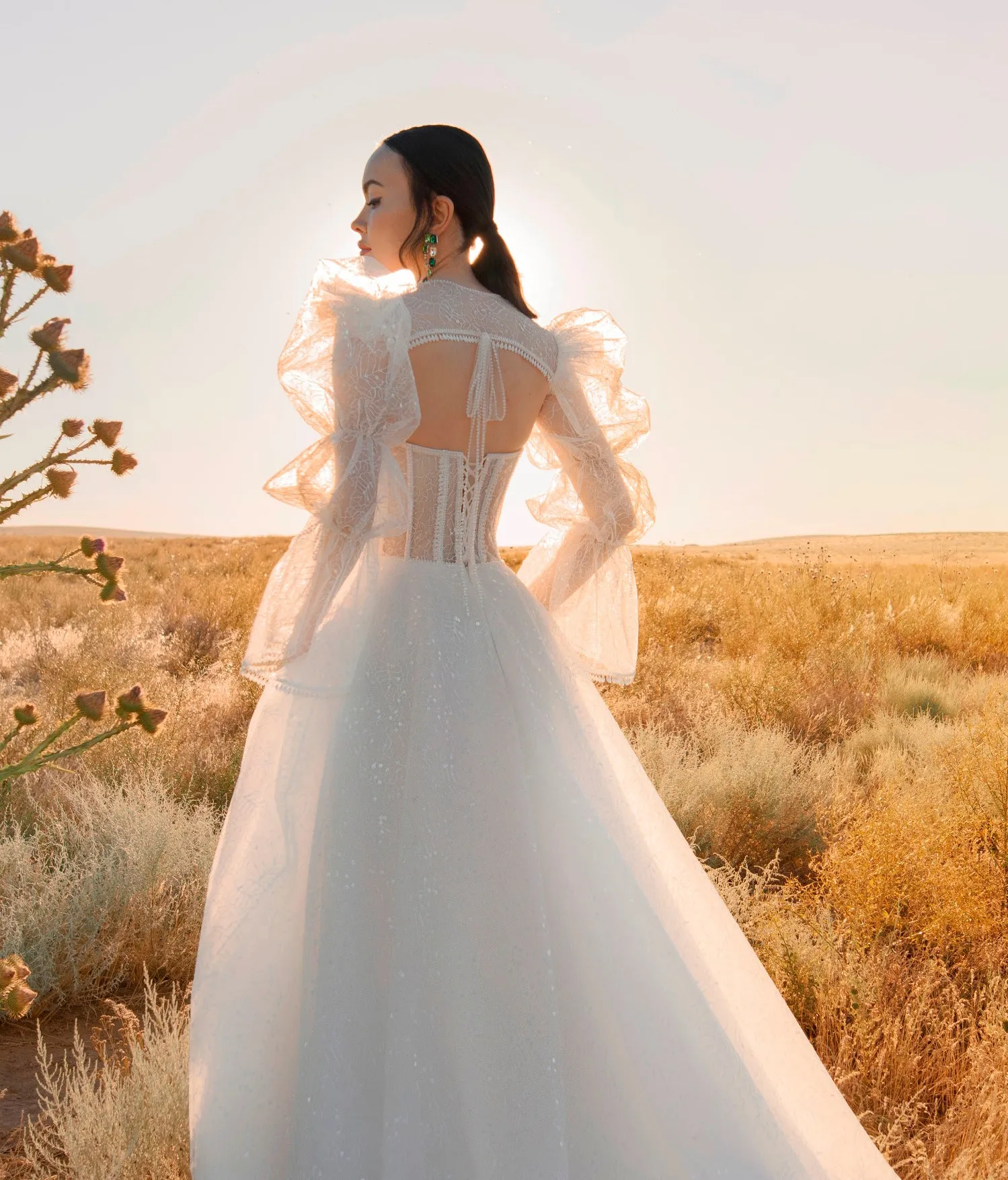 Romantic Lace bridal dress with jacket with Detachable Cape