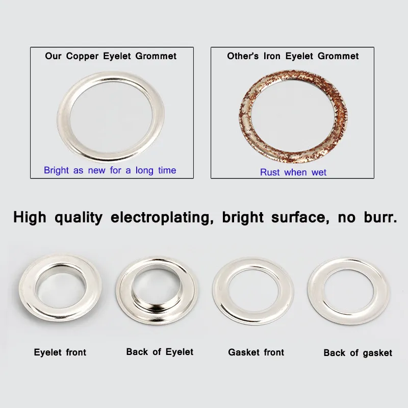 3-10mm Brass Metal Eyelet Grommet Round Rings for DIY Leather Craft ...