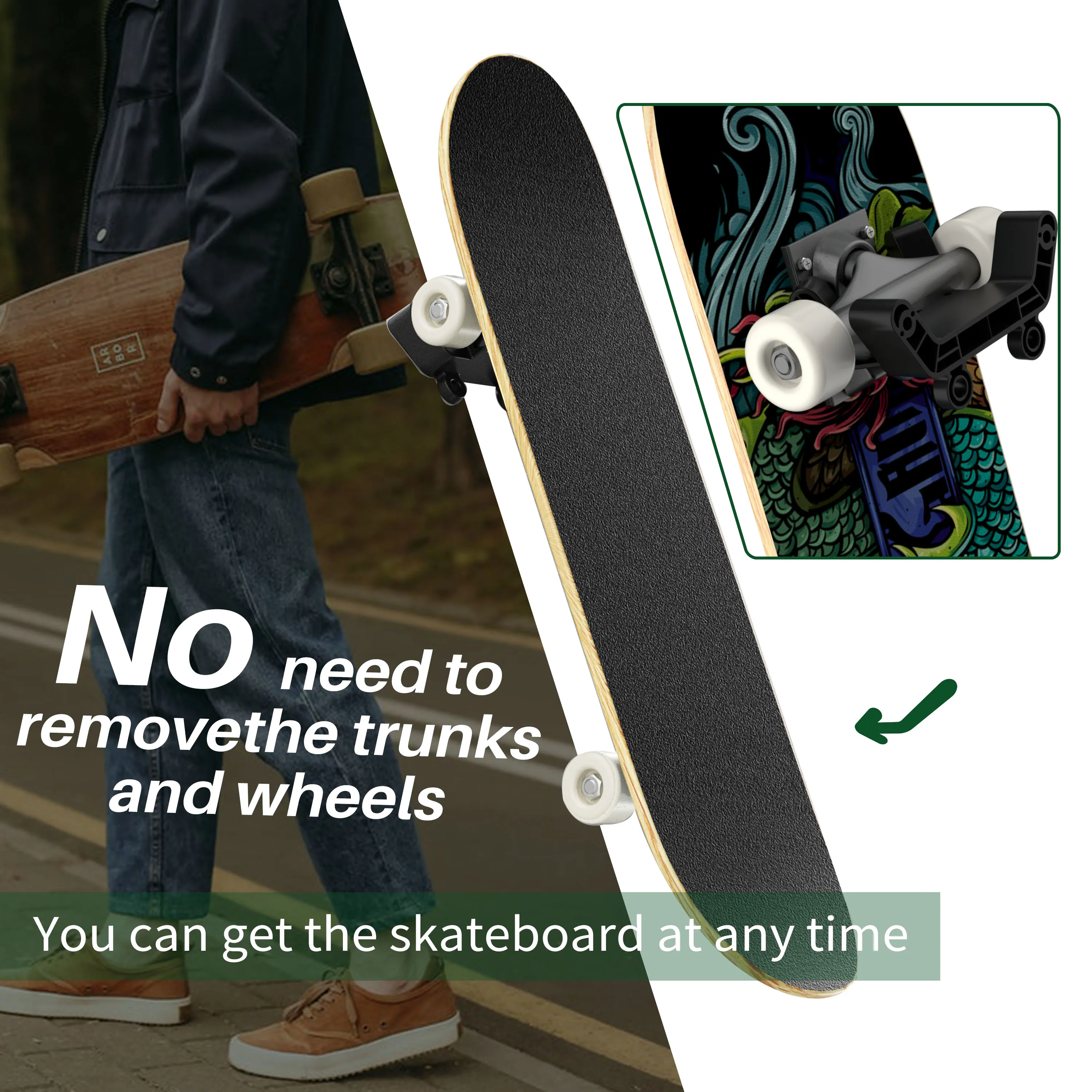 Foldable Skateboard Wall Mount Hanger Rack for Skateboard and Longboard ...