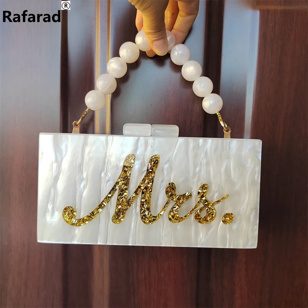Mother Of Pearl White Gold Or Siliver Glitter Name MRS Clutches Purse Women Evening Handbag Acrylic Clutch Bag For Wedding Party From 31 47 DHgate